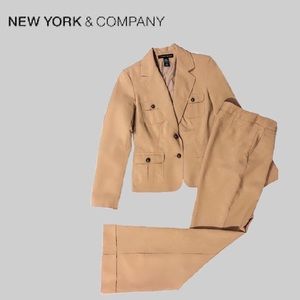 NWOT Talls Camel Button Detail Suit wi Cuffed Pant